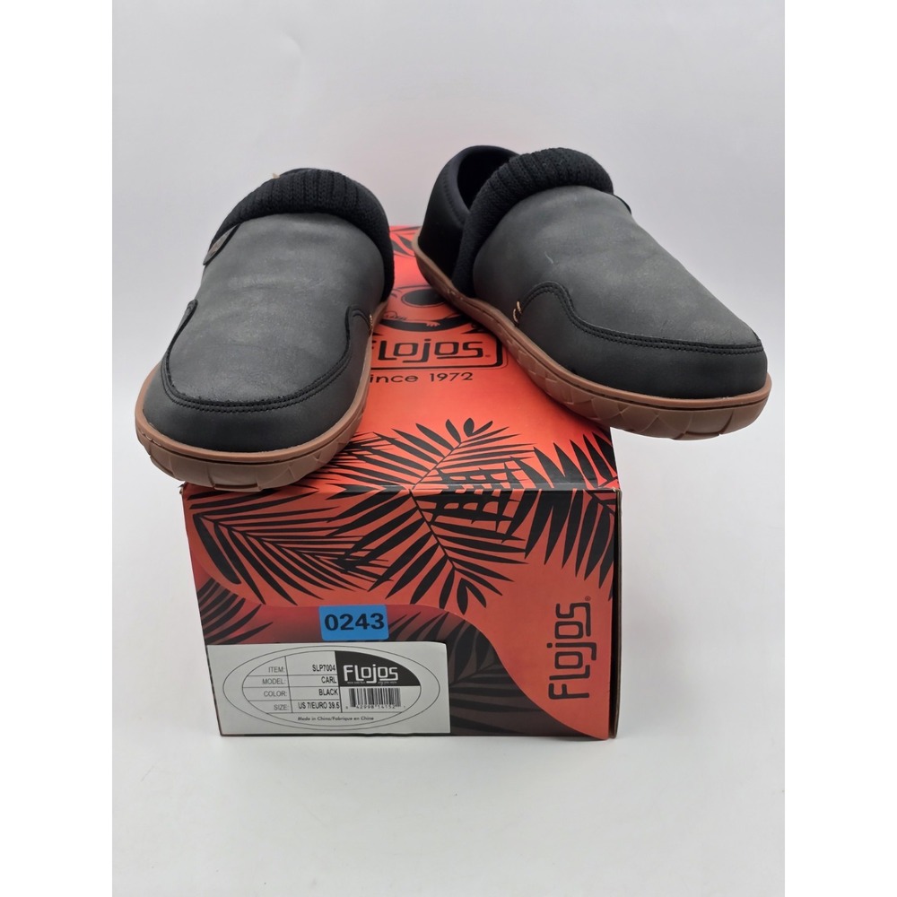 FLOJOS Carl Sherpa Lined Slipper, Black, Men's‎ Size 7, Women's 8
